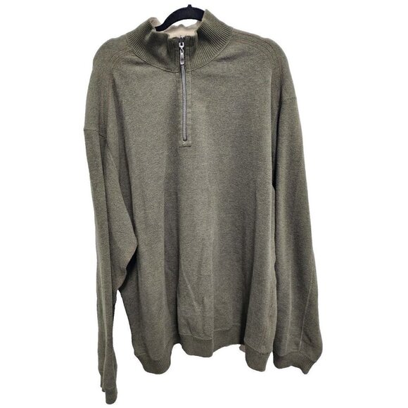 Tommy Bahama Mens Quarter Zip Pullover Sweater Size 2XL Olive Green Long Sleeve - Picture 1 of 5